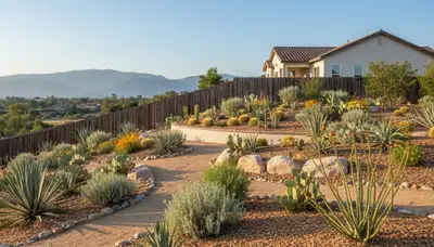 Desert landscape with native plants and rock mulch by Chop Chop Landscaping in Orange County, CA