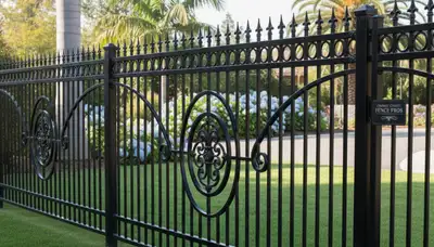 Ornamental black metal fence installation by Chop Chop Landscaping in Orange County, CA