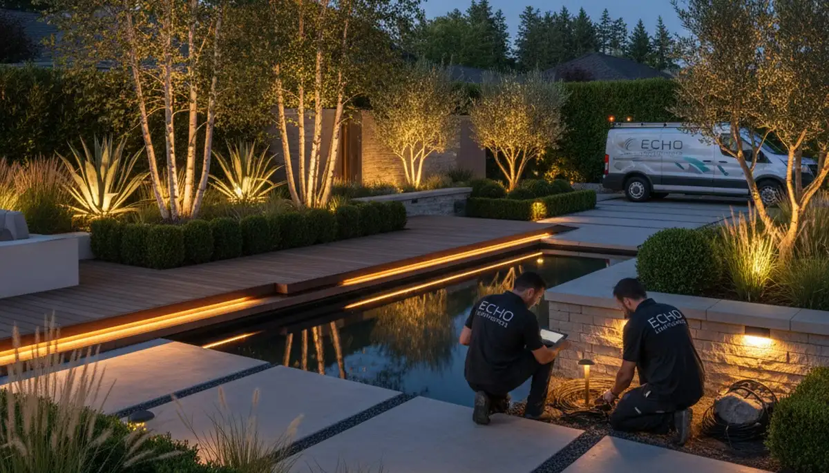 Landscape lighting installation in Orange County, CA for safe, elegant outdoor spaces
