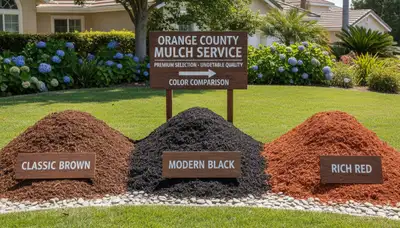 Mulch color variety display for Orange County, CA landscaping by Chop Chop Landscaping