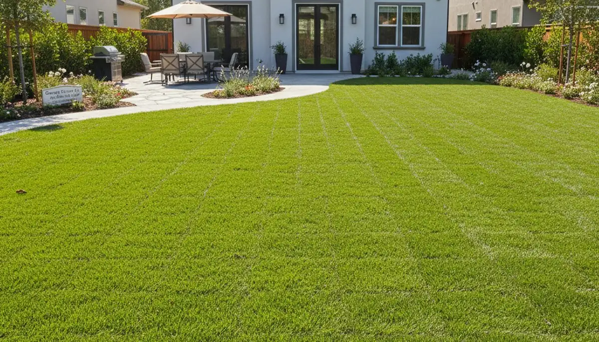Fresh sod installation creating lush green lawn at a residential property in Orange County, CA