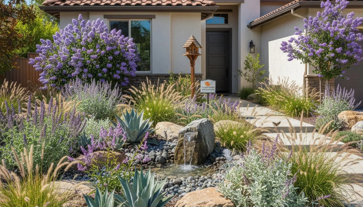 Sustainable native plant garden with drought-tolerant landscaping in Orange County, CA
