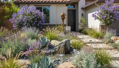 Sustainable native plant garden with drought-tolerant landscaping in Orange County, CA