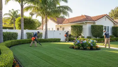 Manicured residential lawn showcasing professional landscaping maintenance in Orange County, CA